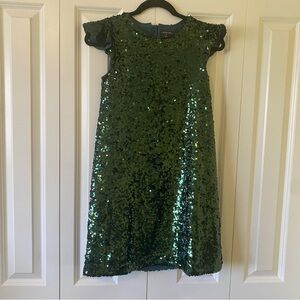 COPY - NWOT j.crew Crewcuts Green Sequin flutter sleeve girls size 12 dress